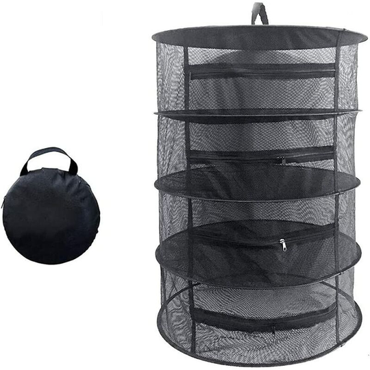 60cm Diameter Hanging Herb Drying Net, Hanging Drying Net, Large Drying Net for Seafood, Vegetables, Plants and Clothes (Black)