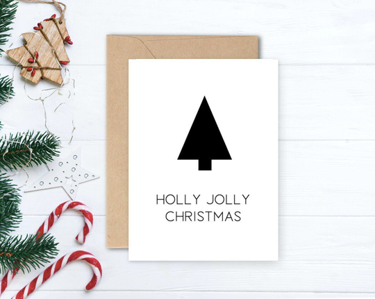 Monochrome Christmas Tree Greeting Card