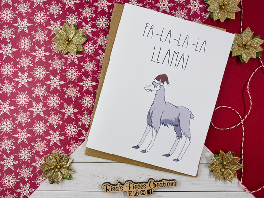 Fa La Llama Christmas Card, Funny Cards, Seasonal Card For Friend, For Family, Bulk Custom Cards