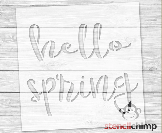 Hello Spring Stencil, April Showers Stencil For Door, Seasons Easter Cursive Diy Art Wood Sign