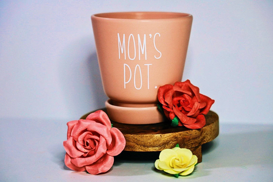 Mom's Pot | Mother's Day Gift Minimalistic Ceramic Flower Planter Plant Garden Funny Pun Gift