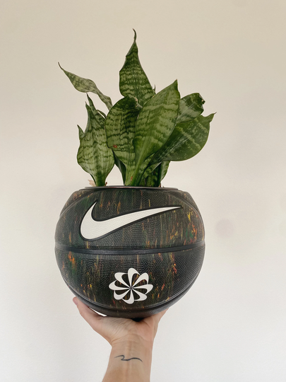Basketball Planter/Upcycled Decor Sports Coach's Gift