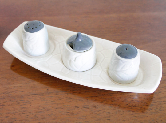 Crown Devon Grey Four Piece Cruet Set 1940S