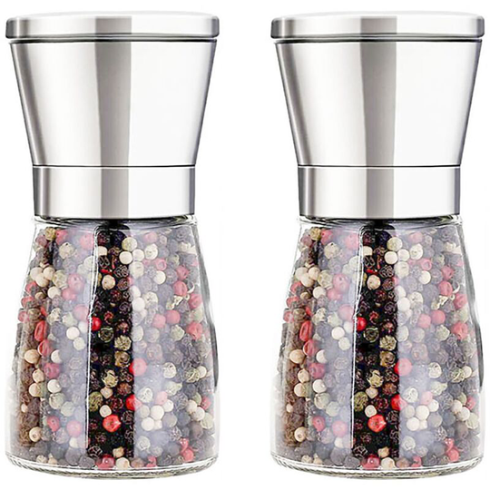 Gold Salt and Pepper Grinder Set - Golden Salt and Pepper Shaker Mill - Brass Pepper Grinders Refillable