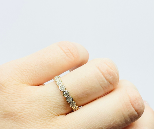 Salt Pepper Eternity Ring Gray Diamond Ring/1Ct Salt Pepper Band Yellow Gold 14Kt/Salt & Wedding