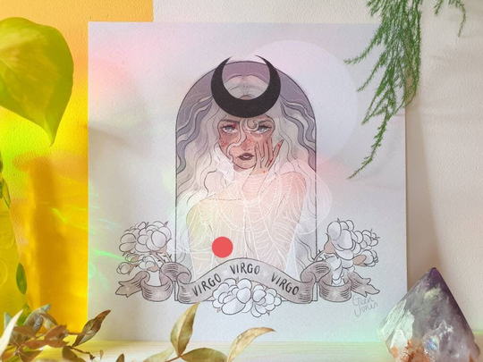 Virgo Season Square Print - Illustration Cottagecore Aesthetic Astrology & Zodiac Star Sign Geeniejay