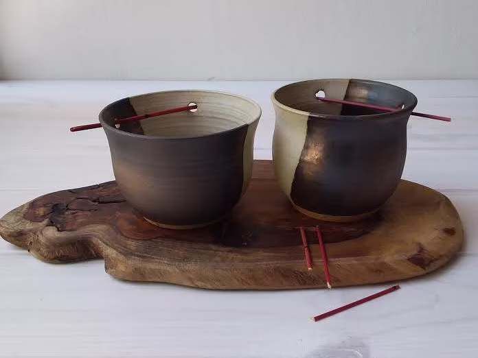 Hanging Pot Planter, Ceramic Succulent Beige Bronze Pot, Plant Pottery Planter