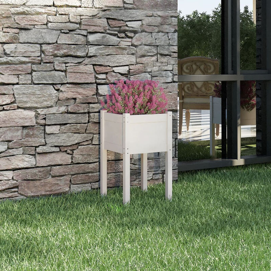 Asupermall - Garden Planter White 40x40x70 cm Solid Pinewood