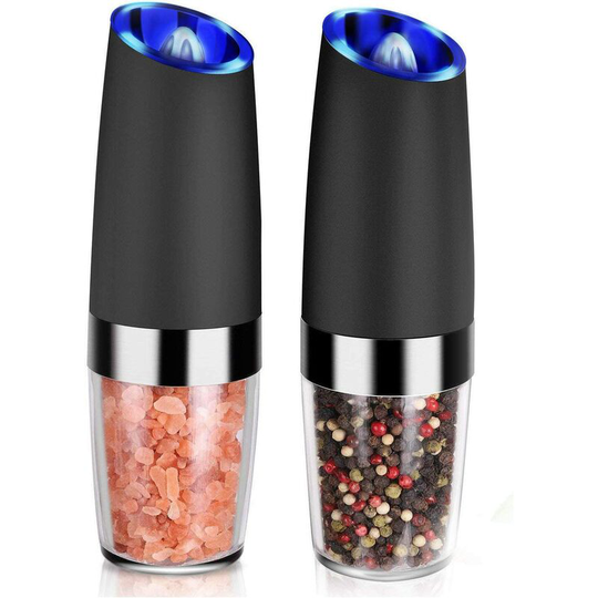 2 pcs salt and pepper grinder, gravity electric pepper grinder, 90 degree tilt sensor electric salt and pepper grinder, coarse grind degree