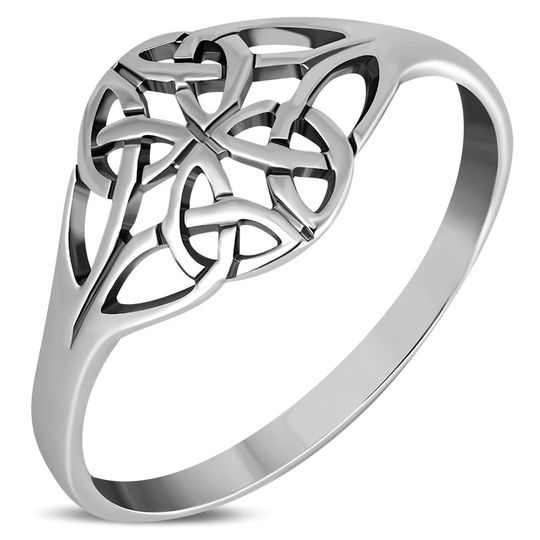 Celtic Knot Ring- Dainty Horizontal Four Seasons - Design Scotland Scottish Jewellery Edinburgh Hallmarked 925 Sterling Silver
