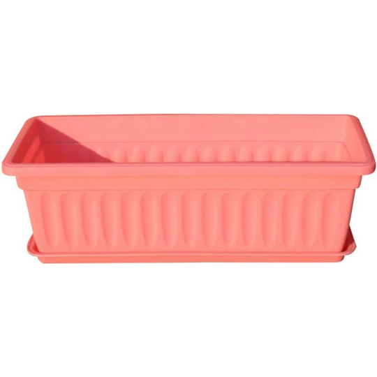 1Pcs Rectangular Window Flower Box Planter,Plastic Flower Pot Plant Container Gardening Tools for Windowsill, Garden, Balcony Pink 44x19x14cm
