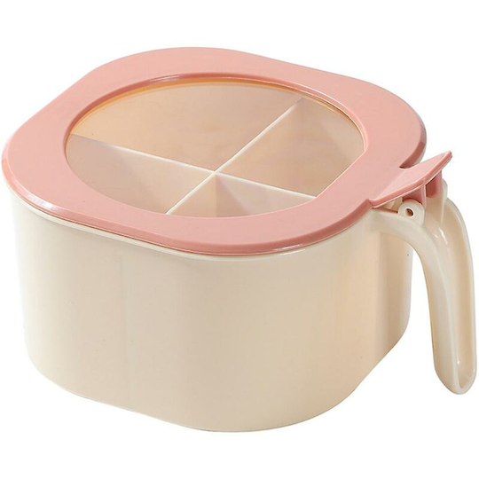 4 in 1 spice container, spice jar with lid/spice spoon, salt/sugar/cumin/pepper, color: beige + pink