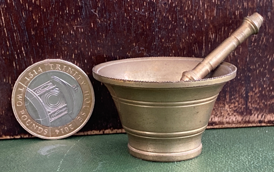 Absolutely Stunning Small Vintage Brass Apothecary Mortar & Pestle. And