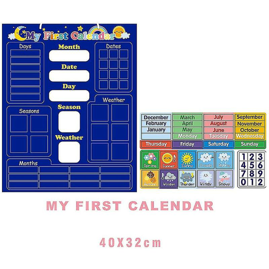 Benobby Kids - Magnetic First Calendar Time Month Date Day Season Toy Boy Girl