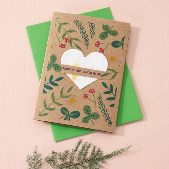 Plant Me & Watch Grow Card, Garden Leaves Eco-Friendly Cards, Seed Birthday Save The Bees Plants