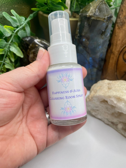 30Ml Happiness & Aura Cleansing Sacred Ritual Room Spray | Happy Witchcraft Wiccan Pagan Mist Crystal Infused Herbs