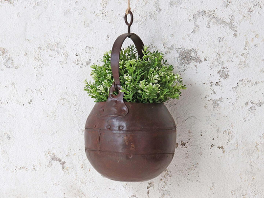 Hand-Upcycled Hanging Metal Planter Pot