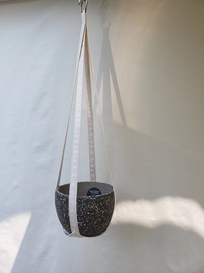 Textured Cream Cotton Canvas Fabric Sling Plant Hanger