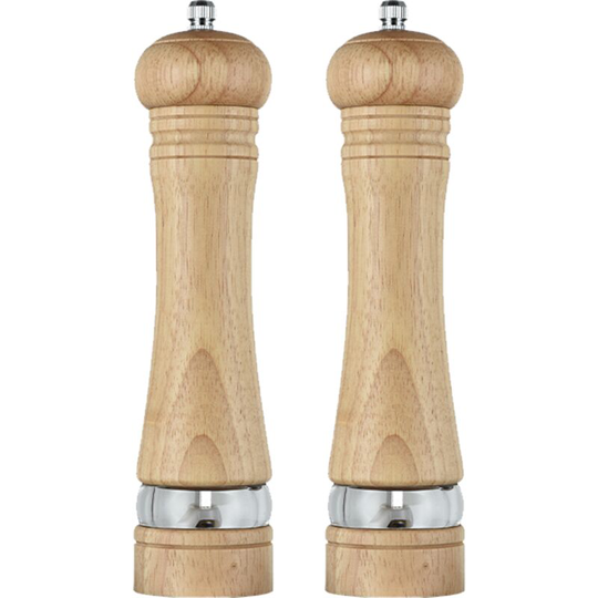 Fvbjd - Wood Salt and Pepper Grinder Mills Sets, Classic Manual Salt Grinder Refillable Pepper Mill Sets 8 inch primary color + original color boxed