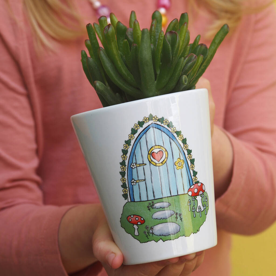 Mushroom Fairy Door Plant Pot Personalised With Seeds