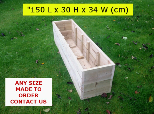 Extra Large 5Ft Wooden Planter/Raised Bed | 150cm Long X 30cm High 34cm Wide Delivered Fully Assembled. Fast&free Delivery