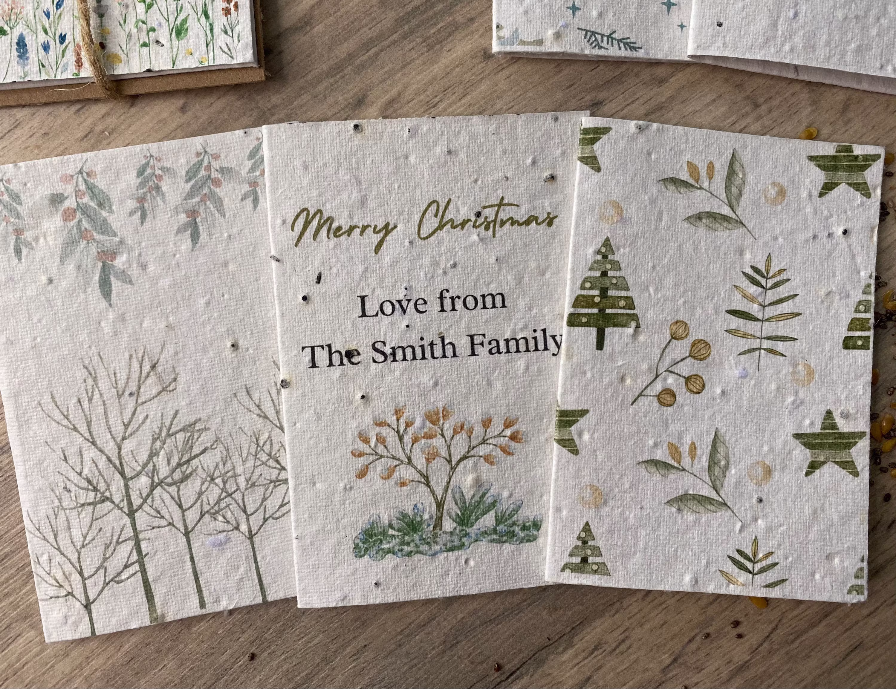 Personalised Christmas Plantable Seeded Cards, Merry Christmas, Pack Of 4, 6, Eco-Friendly, Biodegradable, A6 Bundles