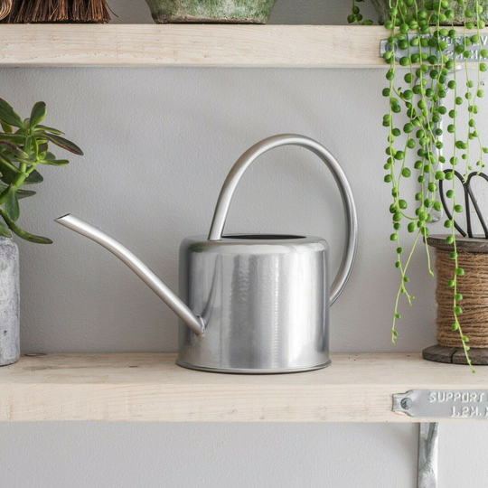 Metal Steel Indoor Watering Can With High Handle, Houseplants Flowers Pots, 1.9L, Home Plant Care