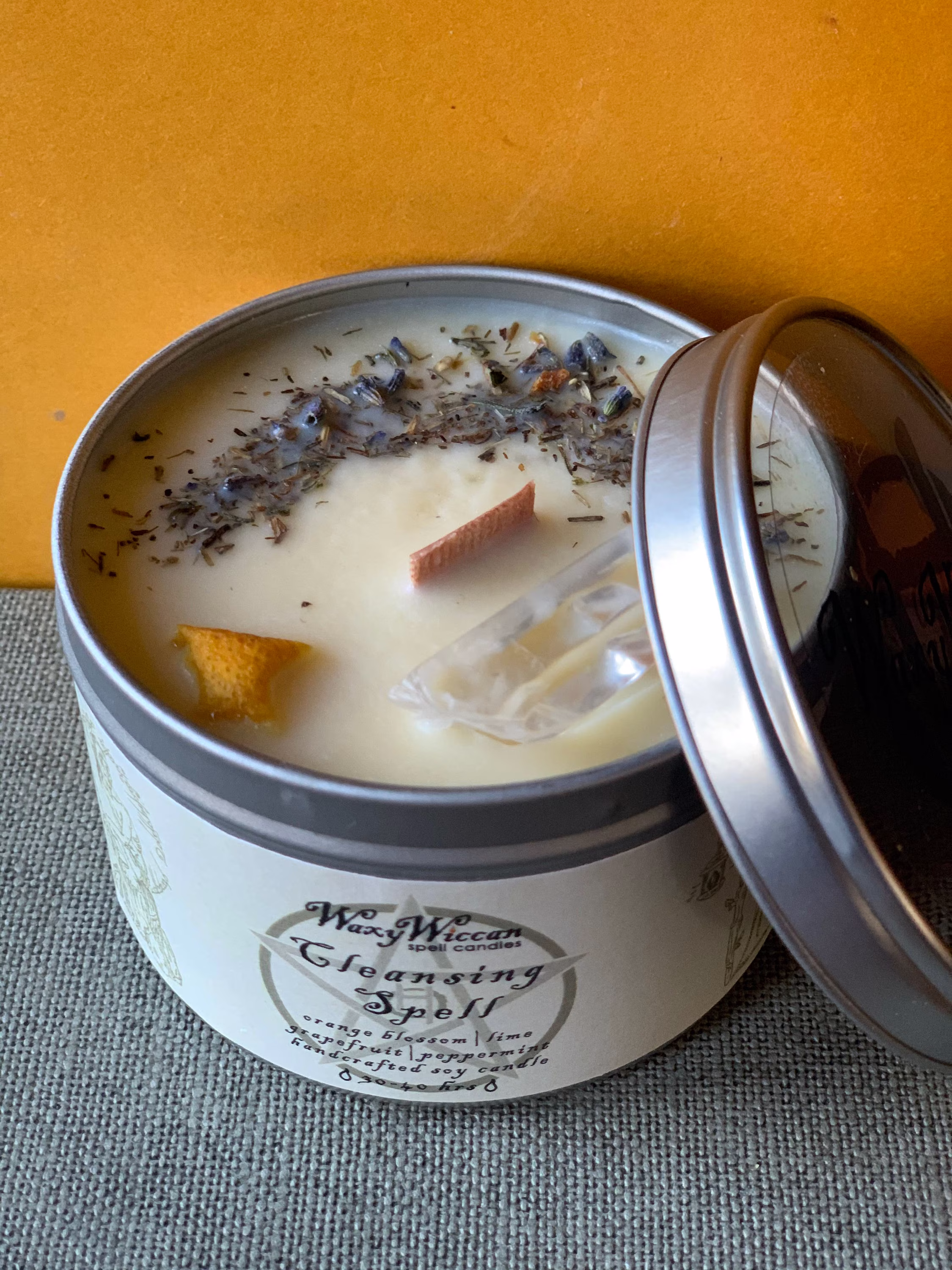Cleansing Candle | Scented Soy Wax With Dried Herbs, Flowers & Crystals| Handmade Gift For Her Women Candles Set