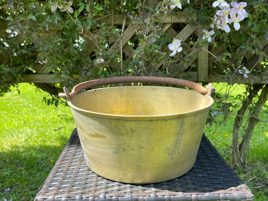 Vintage Brass Jam/Preserving Pan Planter