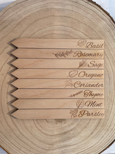 Plant Markers, Seed Herb Garden, Markers & Stakes, Labels, Wooden, Garden Decor, Set Of 8