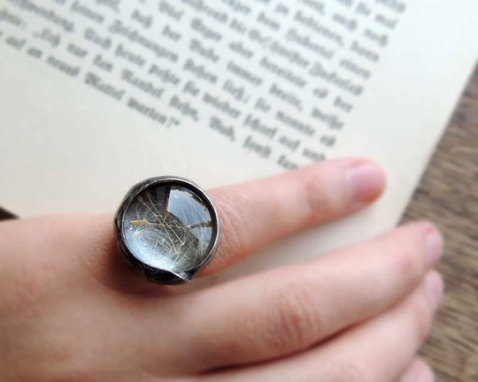 Dandelion Seeds, Dandelion Ring, Make A Wish Terrarium Seeds Pressed Flower Stained Glass, Ring