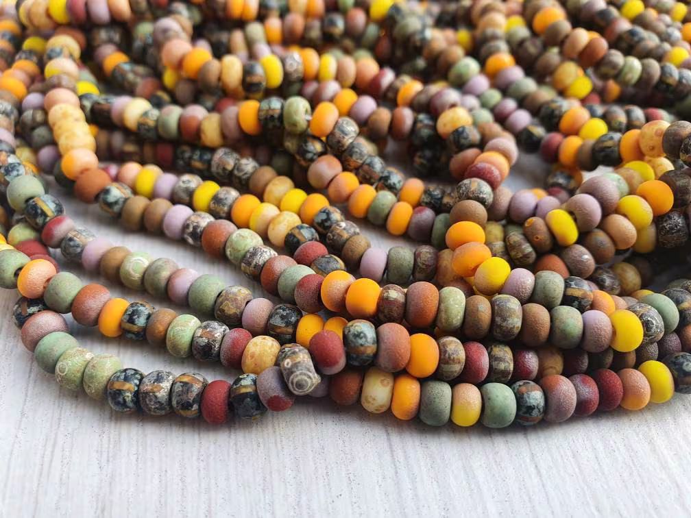 5/0 Matted Candy Corn Picasso Seed Beads | 4.5mm Full Strand