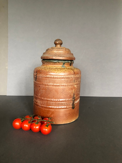 Vintage/Antique Salt Glaze Jar, Campos Filhos Aveiro Pottery Lidded Jars, Rustic Kitchen, Portugal Studio