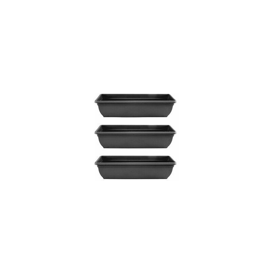 Viss - 3 x 60cm Trough Plant Pot Long Plastic Planter Outdoor Garden Herb Flower Box