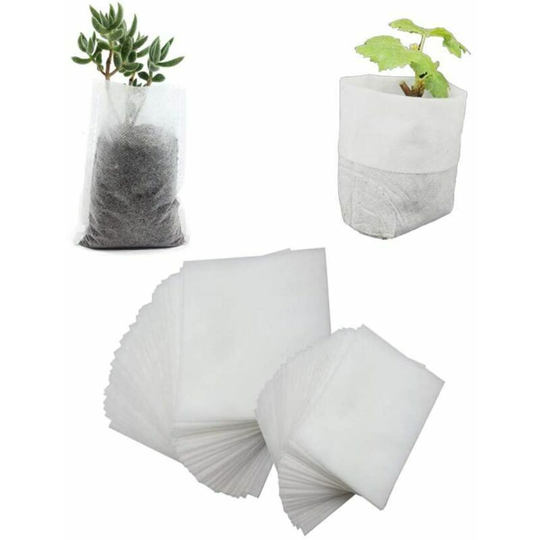 Bearsu - 500 Pcs Non-woven Plant Bags, Biodegradable Non-woven Fabric Bags for Plants Seedlings Breeding Growth Bags for Tomatoes, Flowers, Plants