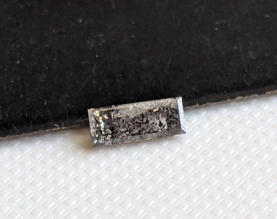 6.1x2.4mm Clear Black Salt & Pepper Baguette Diamond Loose, 1 Pc Huge Natural Faceted For Ring - Pdd304