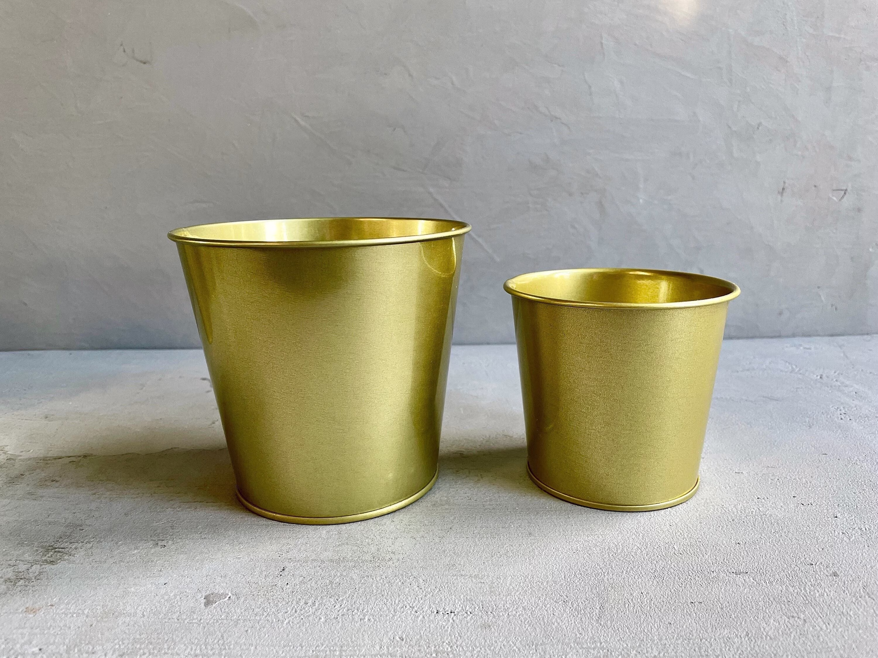 Gold Metal Pots | Simple Design Without Drainage Hole Metal Planter Projects & Crafts Pot Cover