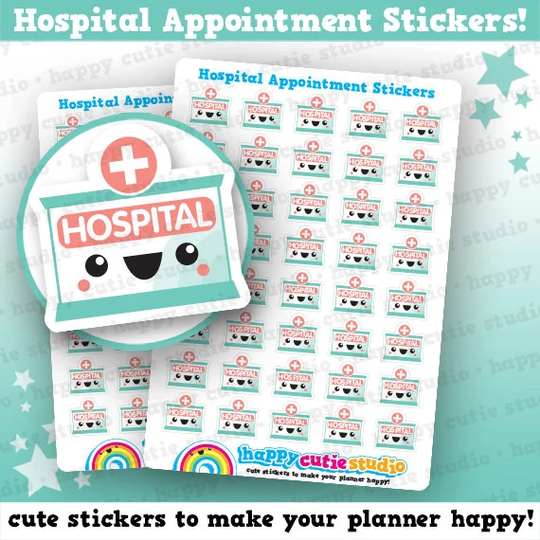40 Cute Hospital/Appointment/Unwell/Medicine Planner Stickers