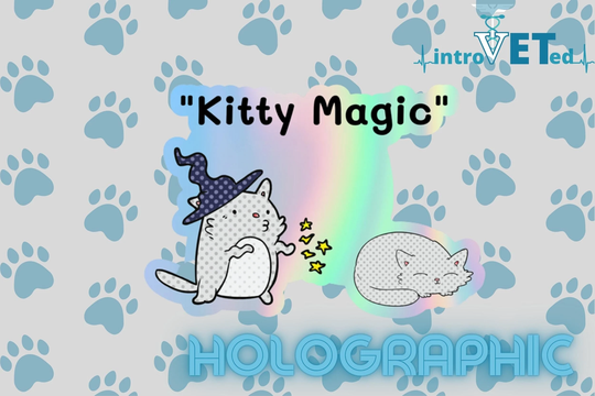 Kitty Magic Holographic Sticker, Vet Tech Student Nurse Sticker, Funny Cat Sticker, Veterinary Medicine