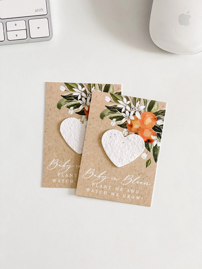 Grownotes™, Baby in Bloom Favor Cards, Seed Paper Citrus Blossom, Plantable Favors, Shower Favor, Wallet Size, #54