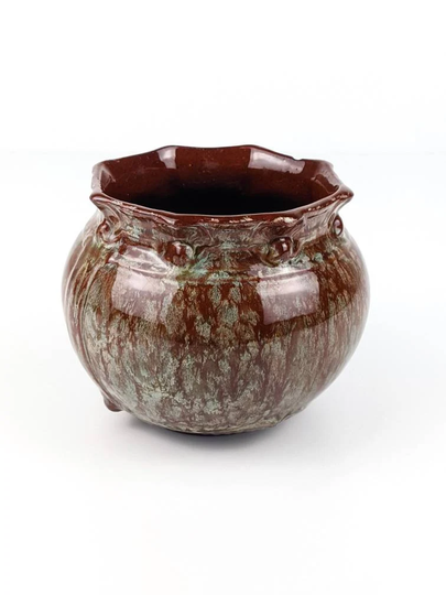 Watcombe Torquay Studio Pottery Plant Pot, Brown With Green Speckle, Terracotta Planter