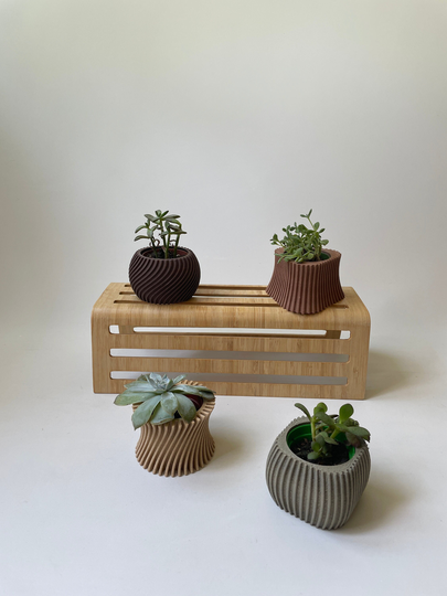 Set Of 4 Indoor Planters - Galapagos Wood With Bioplastic Gift For Her/Him Planter