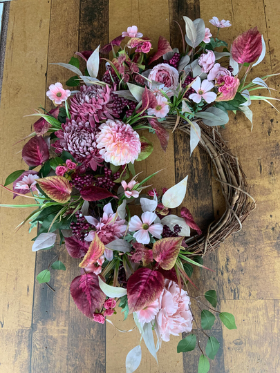 Wildflower Wreath, Victorian Everyday Door Hanger, Natural, Floral Grapevine, All Seasons Modern Decor