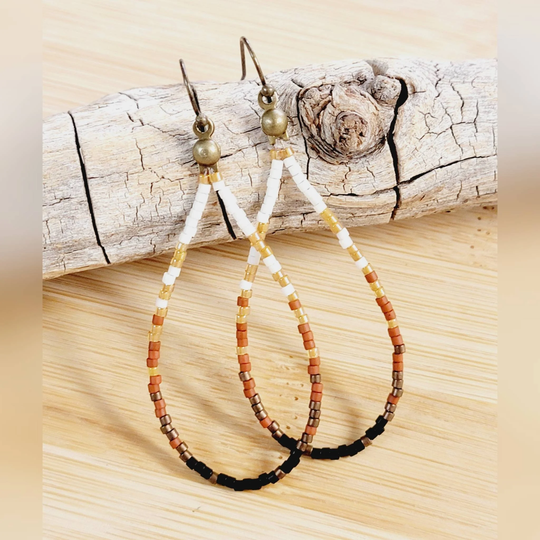 Seed Bead Teardrops/ Beaded Earrings/ Boho Western Teardrops/ Gifts/ Seed Bead Earring