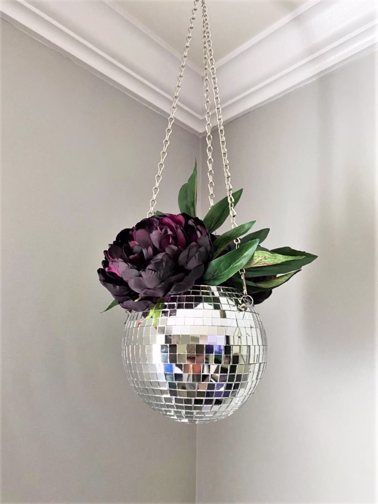 Disco Planter, Ball Party Hanging Planter, Hanging Wall Planter, Mirror Plant Hanger, Hanging Stand, Disco Decor