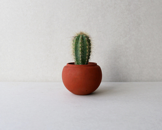Terracotta Red Concrete Planter Pot | Sphere Minimalistic Succulent Plant Gardening Gift