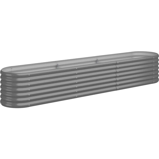 Garden Planter Powder-coated Steel 224x40x36 cm Grey Vidaxl Grey