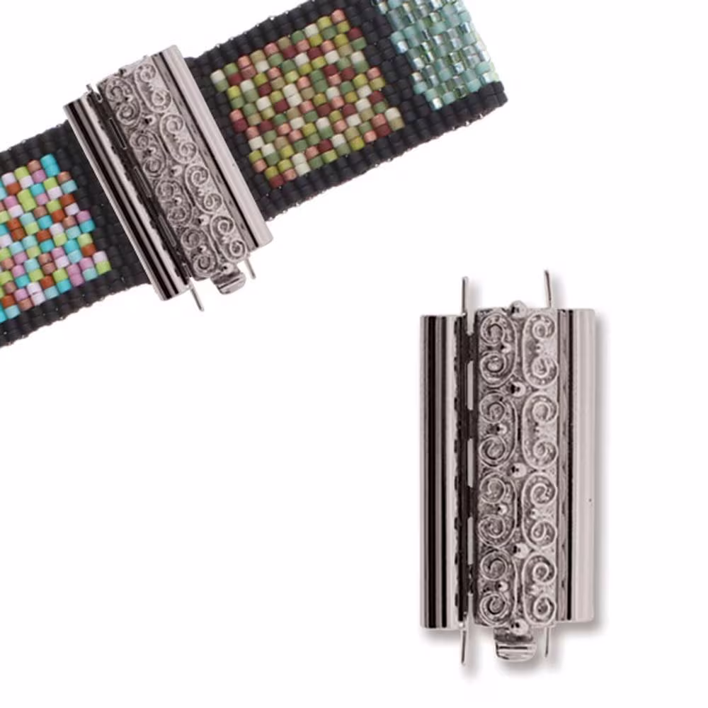 Beadslide Clasp For Seed Beads 45030 | 1 Squiggle 24mm Silver Color Clasp, Bead Slide Beadweaving, Slider