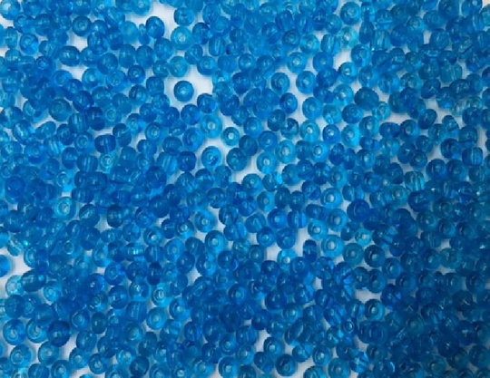 Glass Seed Beads - 3mm Transparent Blue 20G Approx 600 Pieces