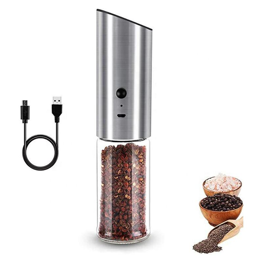Electricity Pepper Grinder, Gravity Pepper Grinder, usb Rechargeable Salt and Pepper Grinder, Adjustable Magnification, 170ml High Capacity, Easy